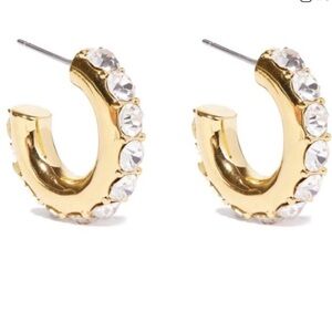 Lele Sadoughi Chunky Gold Hoops with Pave Diamonds